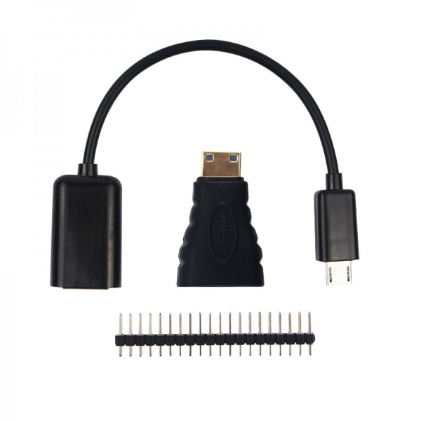 3in1 Raspberry Pi Zero W Adapter Kit + Micro USB Cable+ Mini HDMI-compatibe Adapter+ GPIO Header 